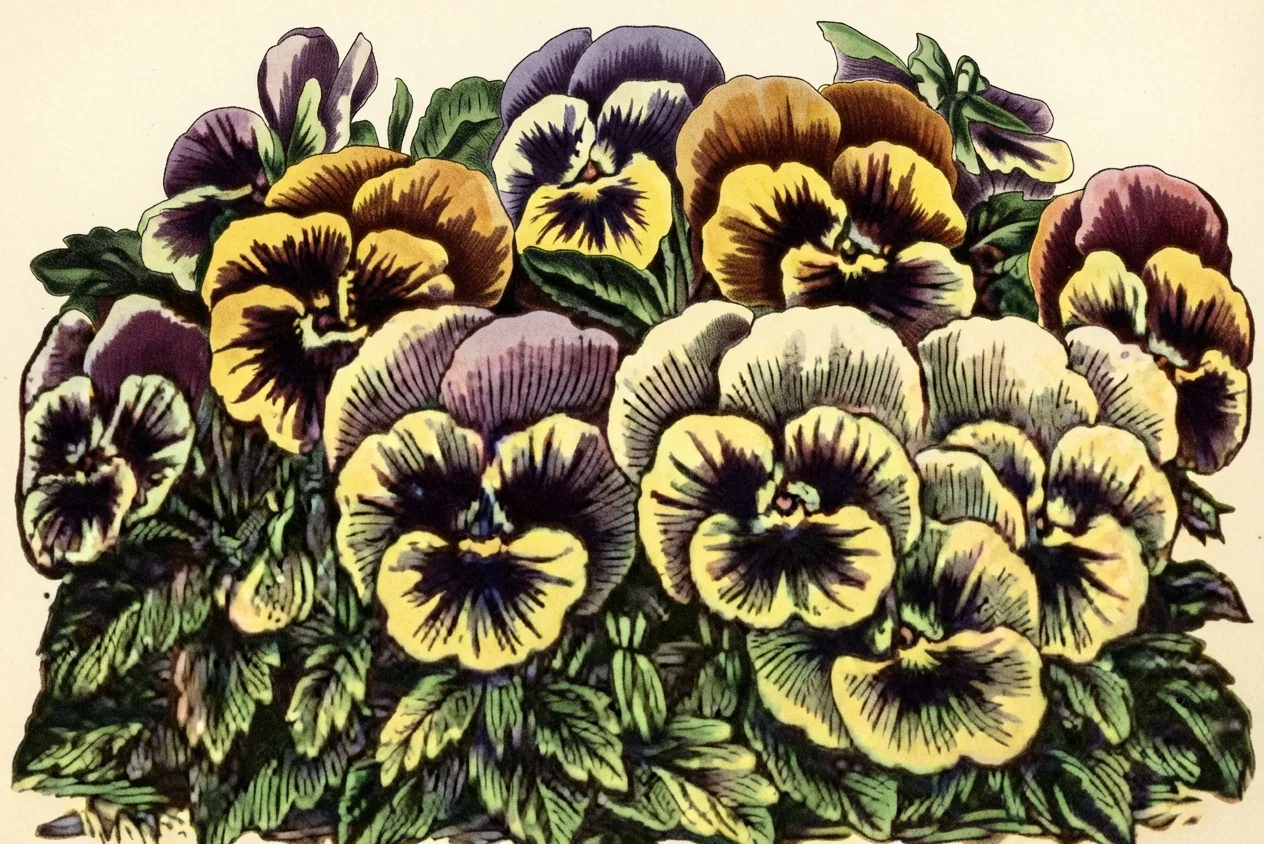New Pansies, Sweet Peas, Carnations.