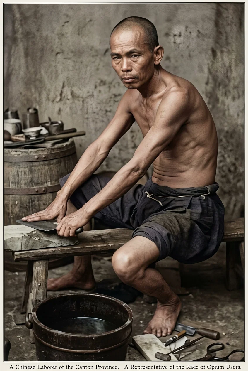 A Chinese Laborer of the Canton Province. A Representative of the Race of Opium Users.