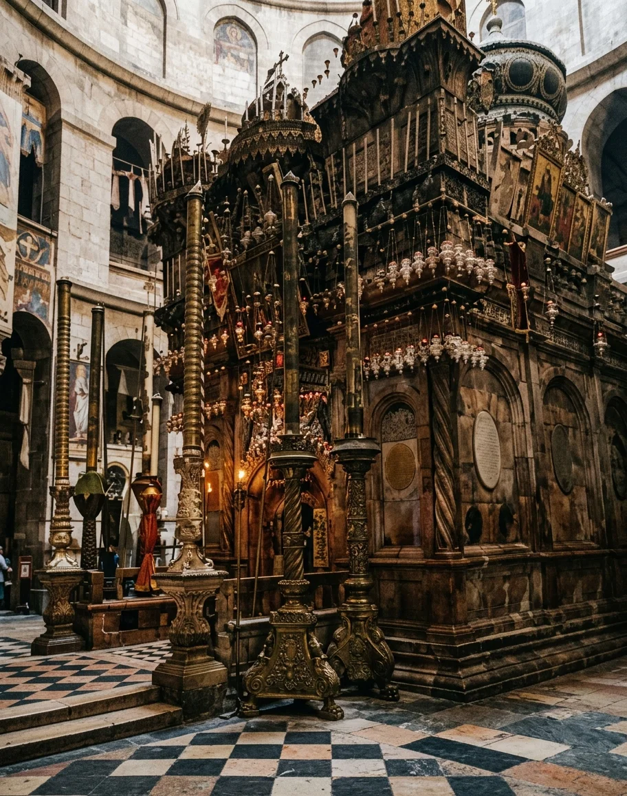 THE CHURCH OF THE HOLY SEPULCHER (AN INTERIOR VIEW).