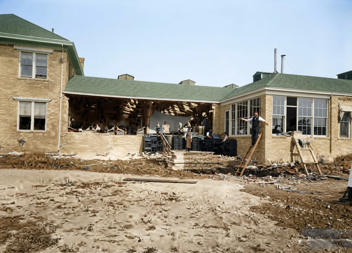 East End of Office, Looking into Type-room and Foundry.
