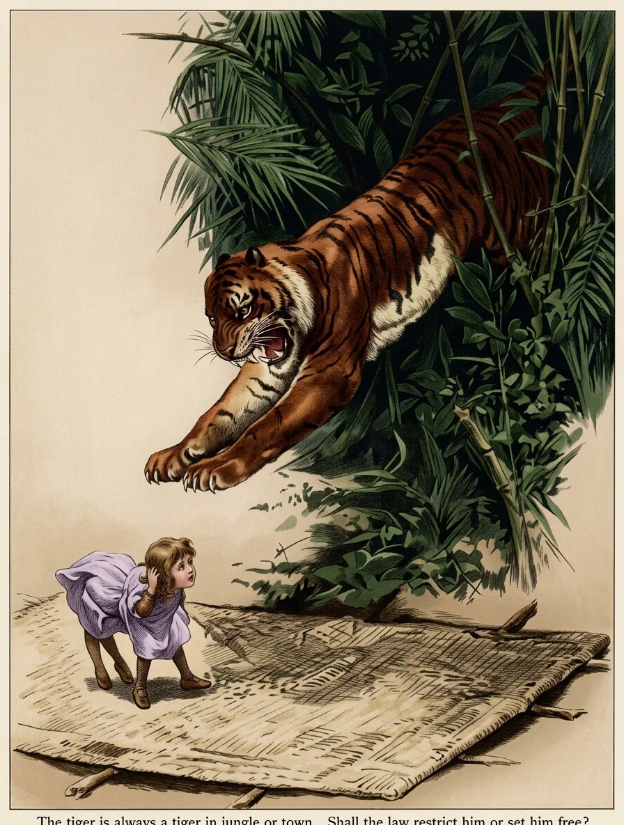 The tiger is always a tiger in jungle or town. Shall the law restrict him or set him free?