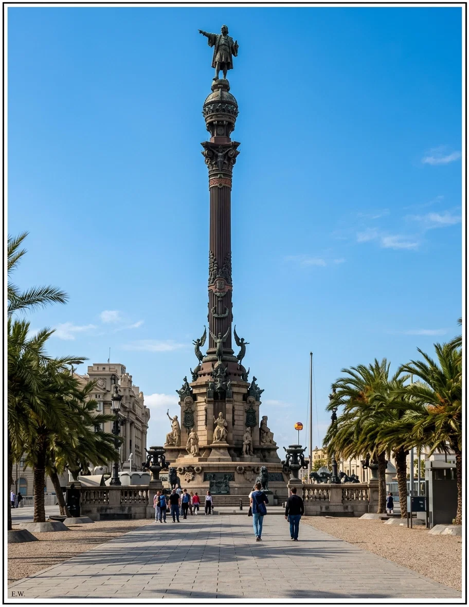 MONUMENT OF COLUMBUS POINTING TO AMERICA