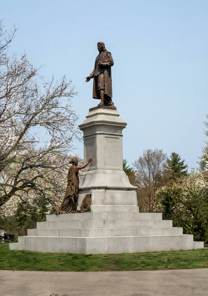 Statue of Roger Williams in Roger Williams’ Park, Providence, R. I.