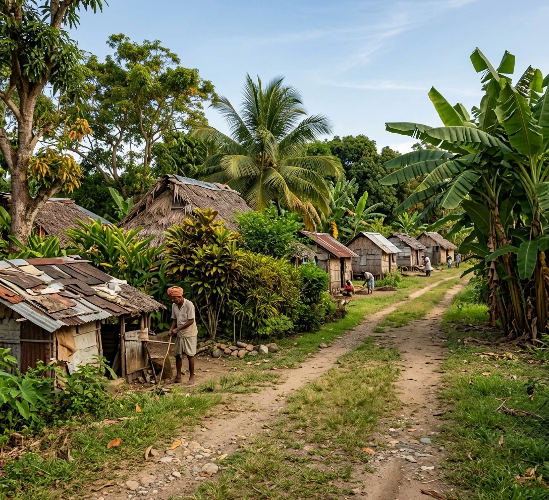 LOW CASTE COOLIE HUTS, TRINIDAD