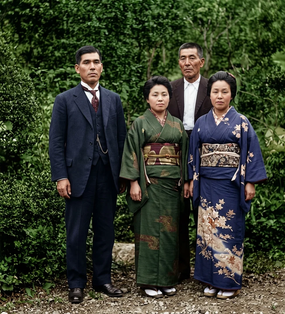 ELDER H. KUNIYA AND WIFE AT THE LEFT, BROTHER NOMA AND WIFE (DR. NOMA) AT THE RIGHT