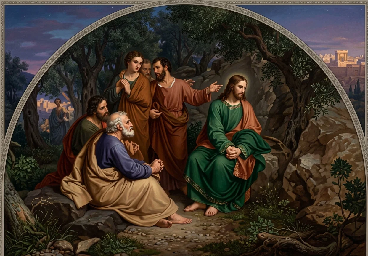 Jesus on the Mount of Olives Predicting the Destruction of Jerusalem and His Second Coming