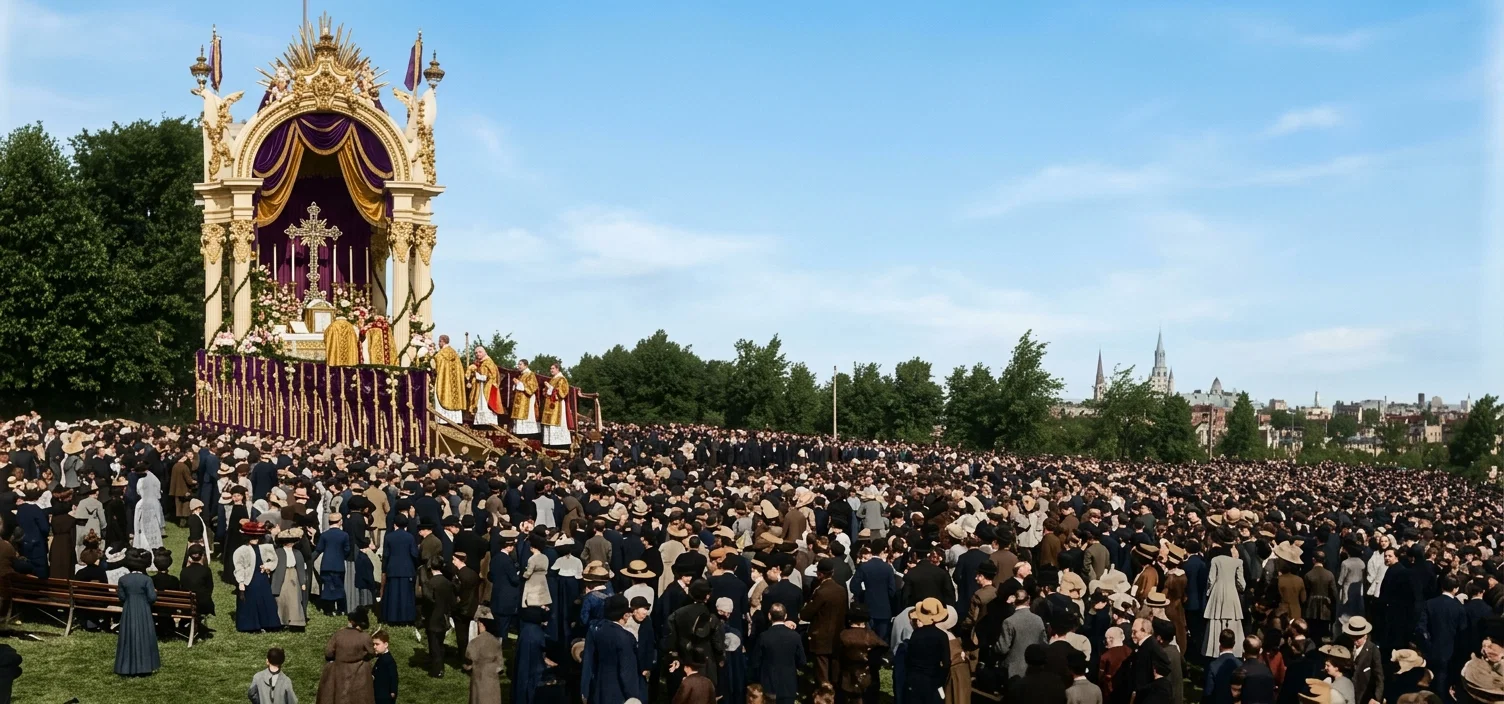A CATHOLIC AUDIENCE ATTENDING OPEN-AIR MASS IN FLETCHER'S FIELD, MONTREAL, ON SABBATH