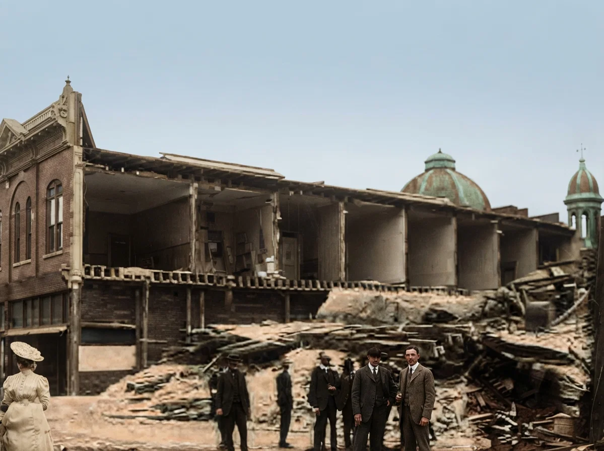 Hobson's Store—a complete wreck, under which three persons were buried. Two of these were rescued alive.