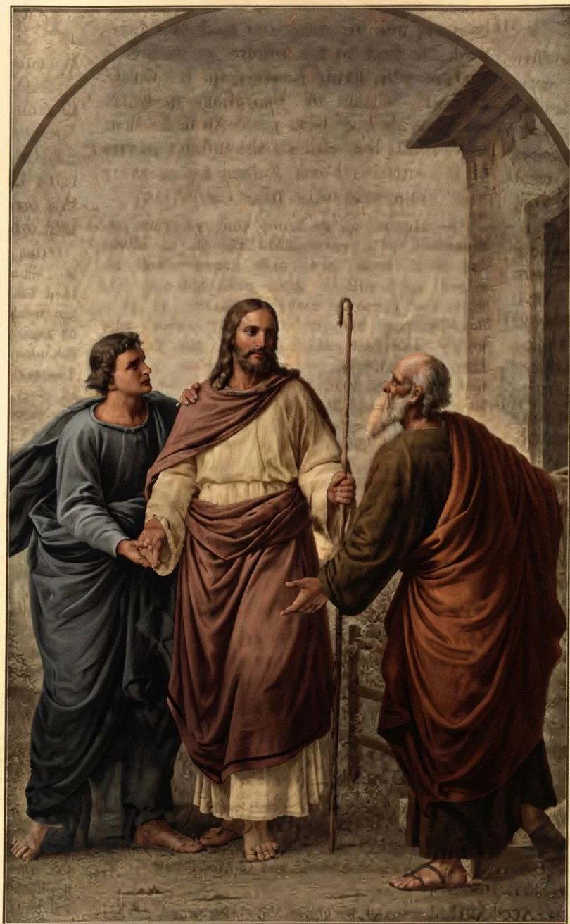 JESUS AND DISCIPLES AT EMMAUS.