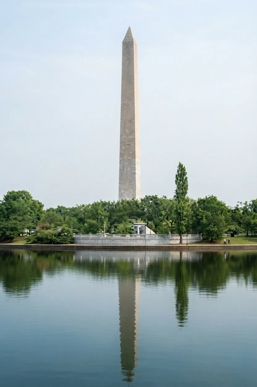 Washington Monument, Washington, D. C. Corner-stone laid July 4, 1848; cap-stone set Dec. 6, 1884; dedicated Washington's birthday, Feb. 22, 1885; height, 555 feet; weight, 81,120 tons; cost, $1,187,710. It is a wonderful monument, materially considered. But the principles of liberty held by the man it commemorates are eternal.