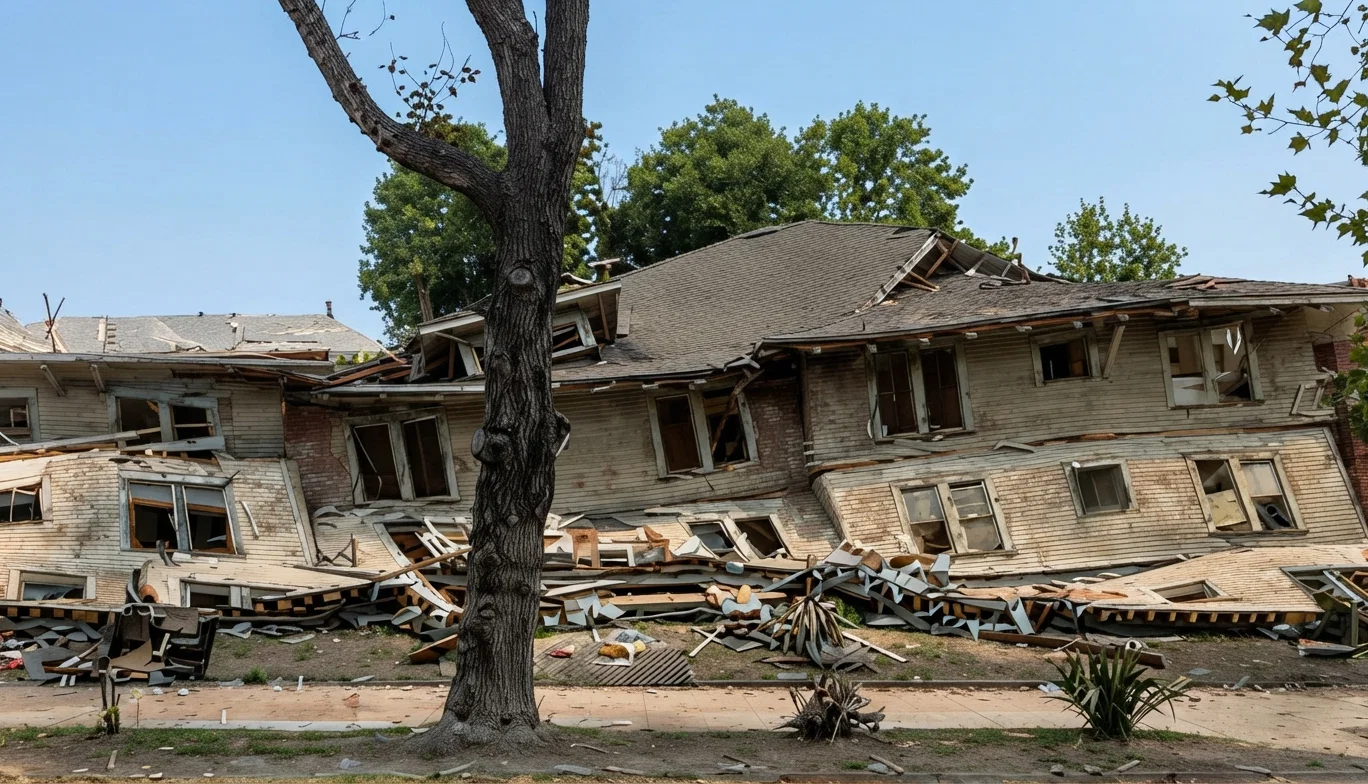 Hotel Vendome Annex. Out of this mass of wreckage 128 of the 129 occupants are said to have escaped alive. It seems an impossibility.