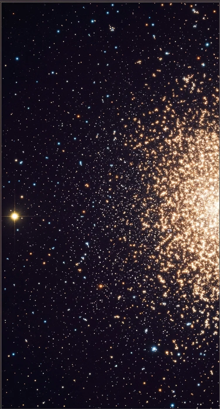 A close telescopic view of Omega Centa
across, as it is viewed from the Harvar
numerable suns, which scientists believe
speculations