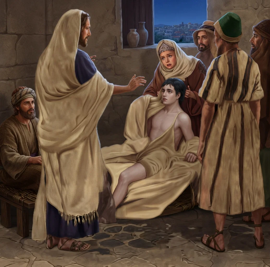 And he that was dead sat up, and began to speak. And He delivered him to his mother.