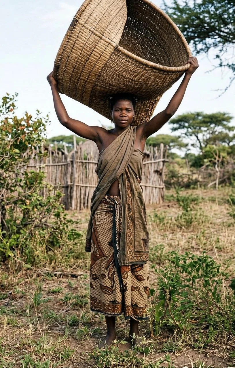 A BATONGA FISHING GIRL
The basket is drawn through the water.
A fine specimen of feminine strength.