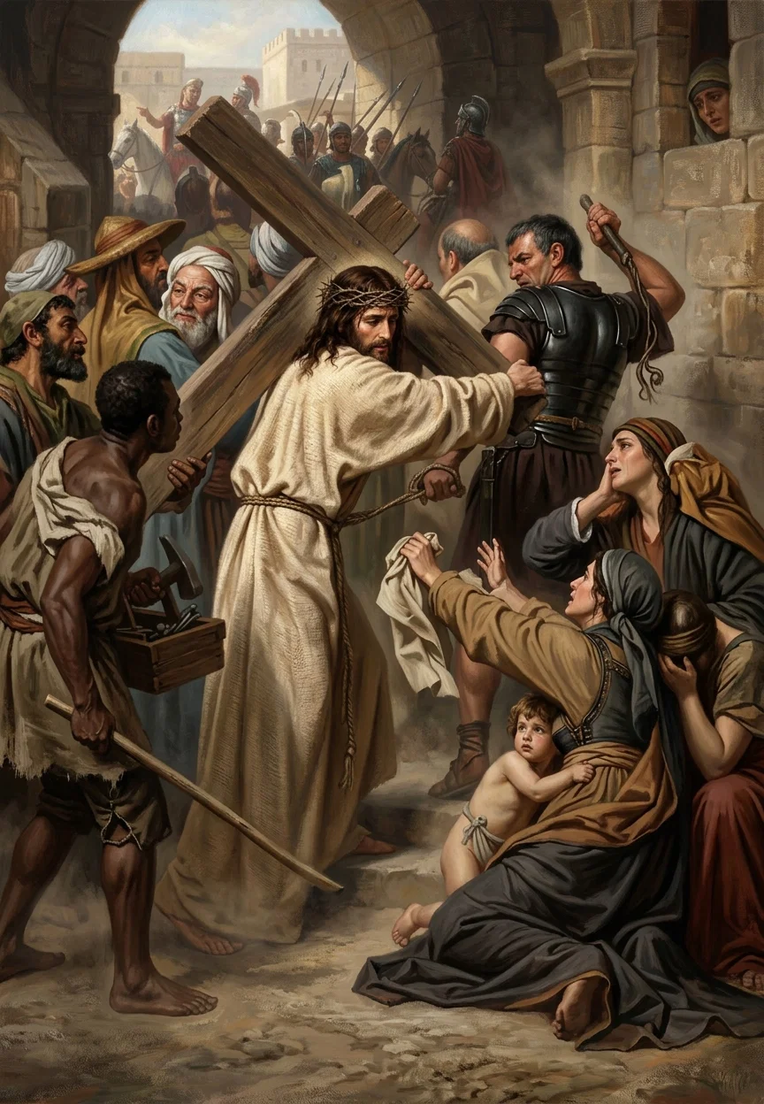 “And there followed Him a great company of people, and of women, which also bewailed and lamented Him. But Jesus turning unto them said, Daughters of Jerusalem, weep not for Me, but weep for yourselves, and for your children.” Luke 23: 27, 28.