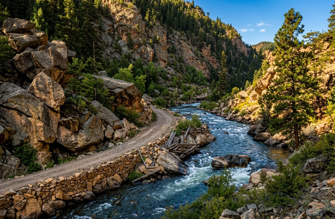 A TYPICAL MOUNTAIN ROAD IN COLORADO