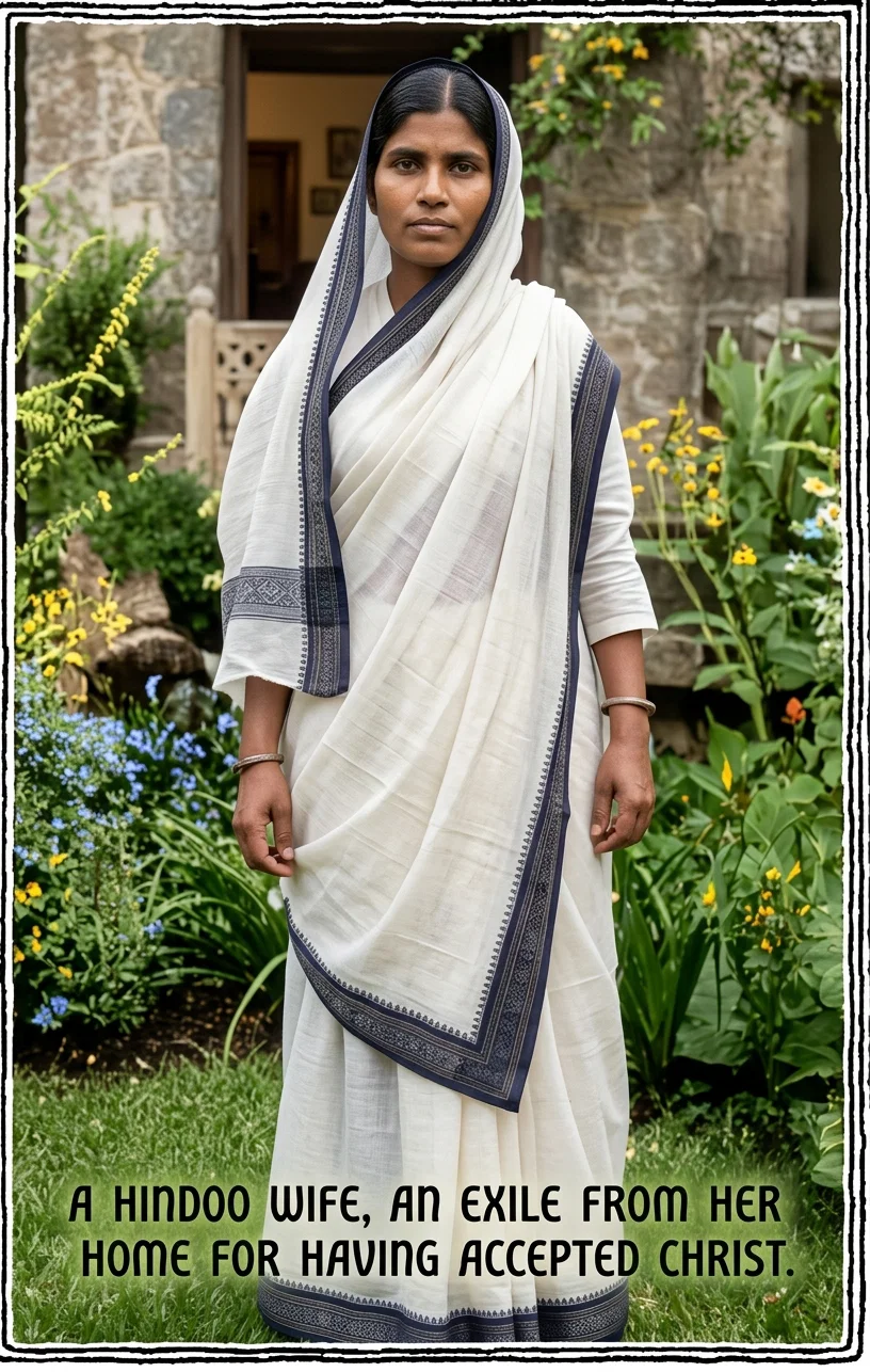 A HINDOO WIFE, AN EXILE FROM HER COUNTRY FOR HAVING ACCEPTED CHRISTIANITY.