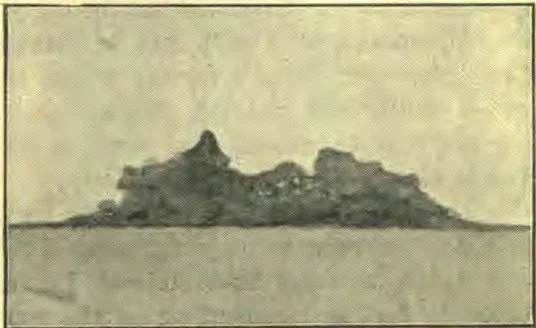 McCulloch Peak, as it appeared a year ago, shortly after it rose from the sea, 395 feet high, with a base about 2,000 feet square. It is now gone.