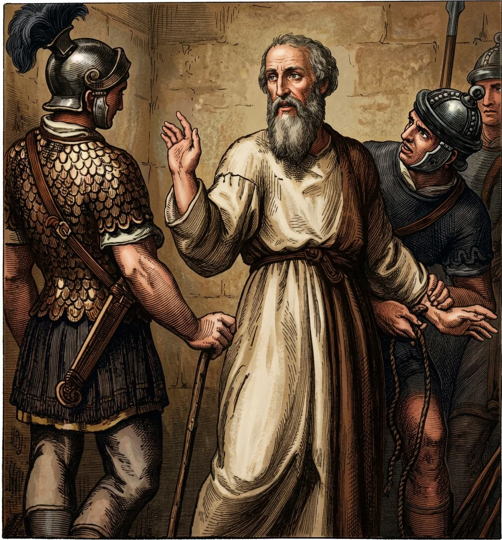 Soldiers about to Bind Paul.