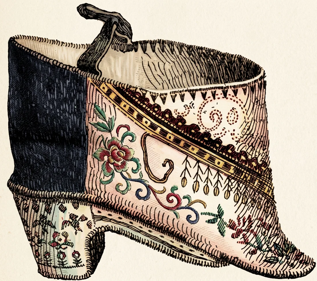 Shoe Worn by the Bound-foot Women of China, Three-fourths Actual Size.