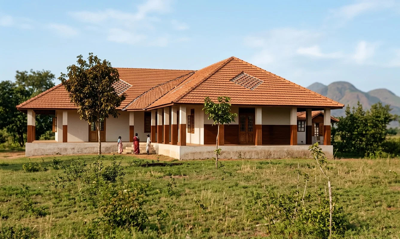 SCHOOL AND CHURCH BUILDING, NAZARETH, SOUTH INDIA