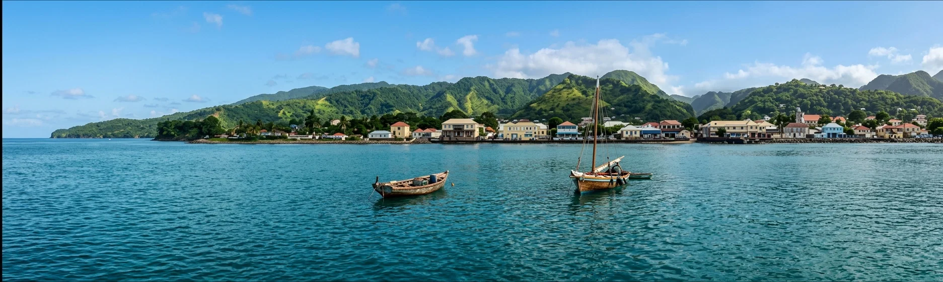 VIEW OF ROSEAU FROM THE HARBOR