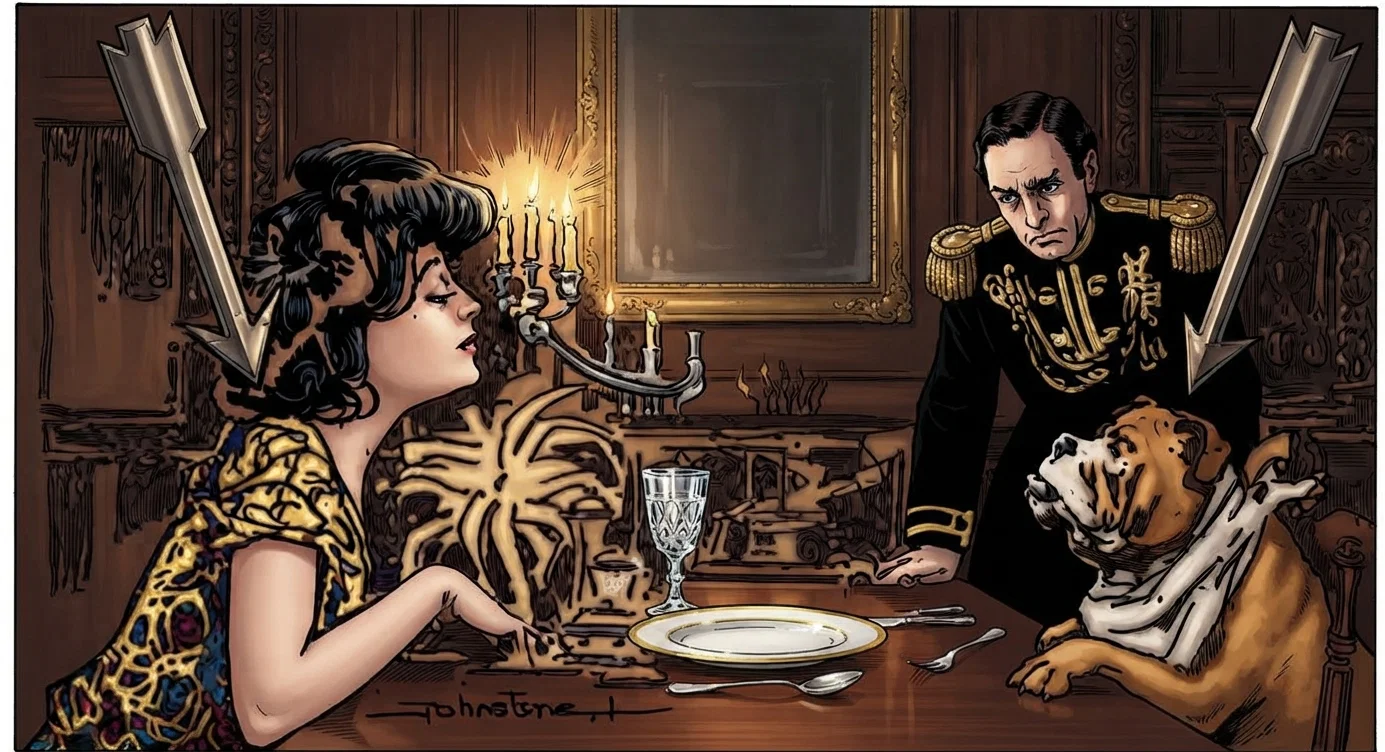 The Dog and His Mistress at Dinner.