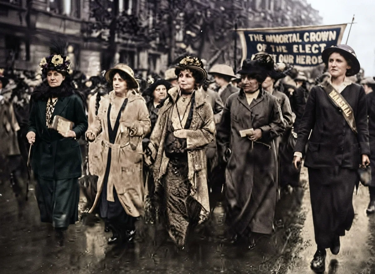 Photo by Underwood and Underwood, N. Y. This photograph shows Mrs. Pankhurst, who is said to be leading fifty thousand women in a demand for the opportunity to work in the munitions factories in order to save England.