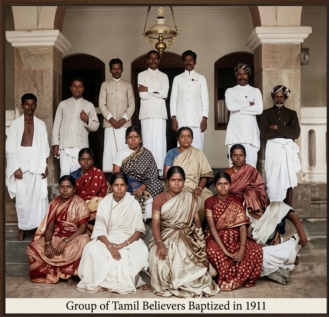 Group of Tamil Believers Baptized in 1911