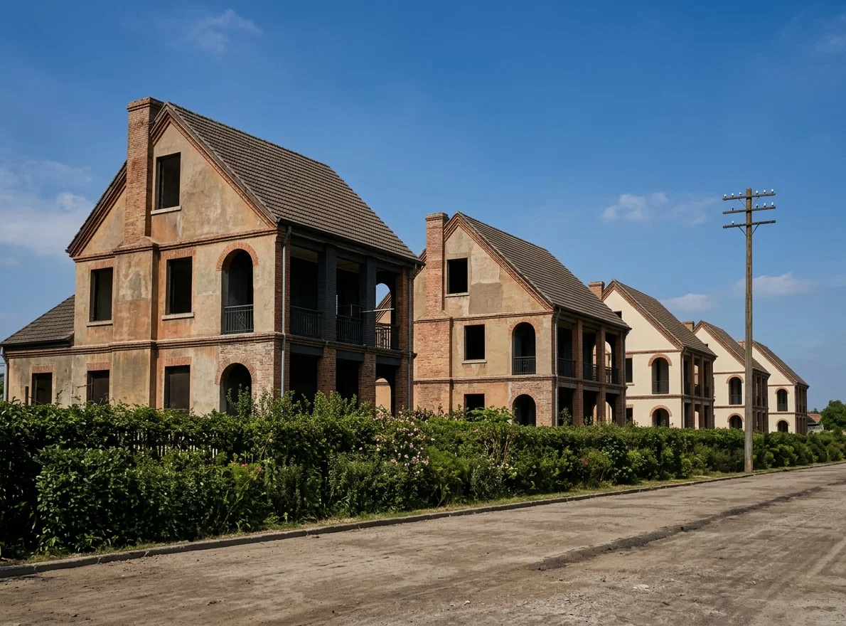 FRONT VIEW OF HOMES FOR FOREIGN WORKERS IN SHANGHAI, CHINA