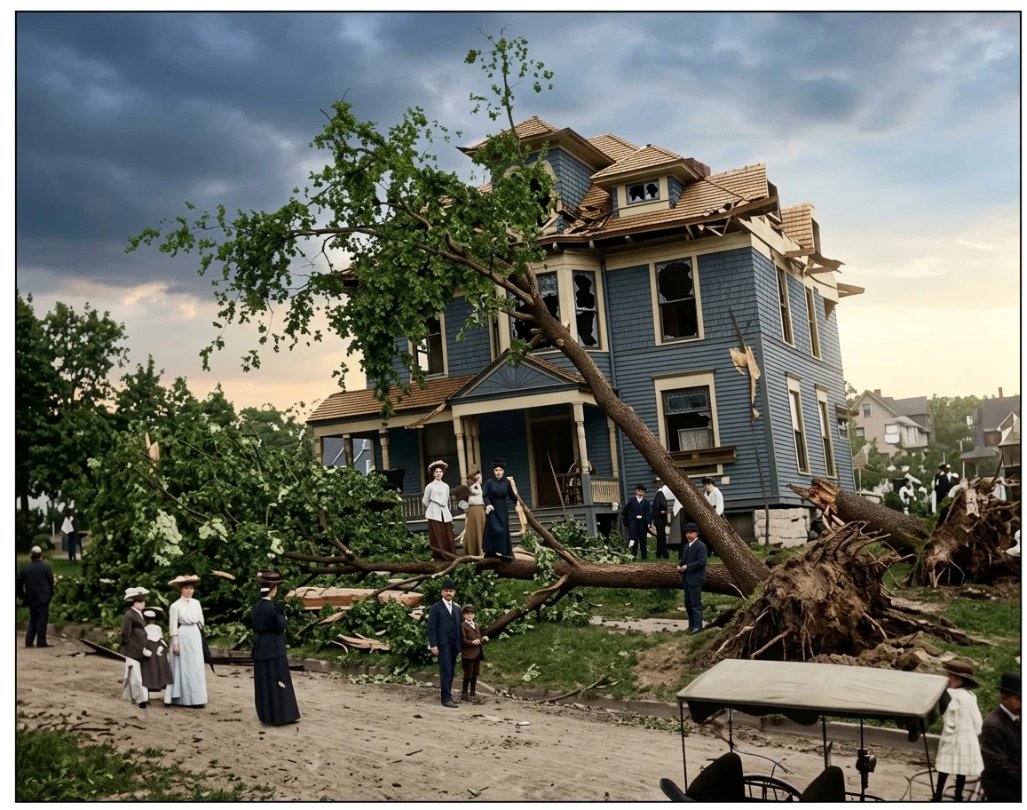 A Wrecked Residence on Monroe Place.