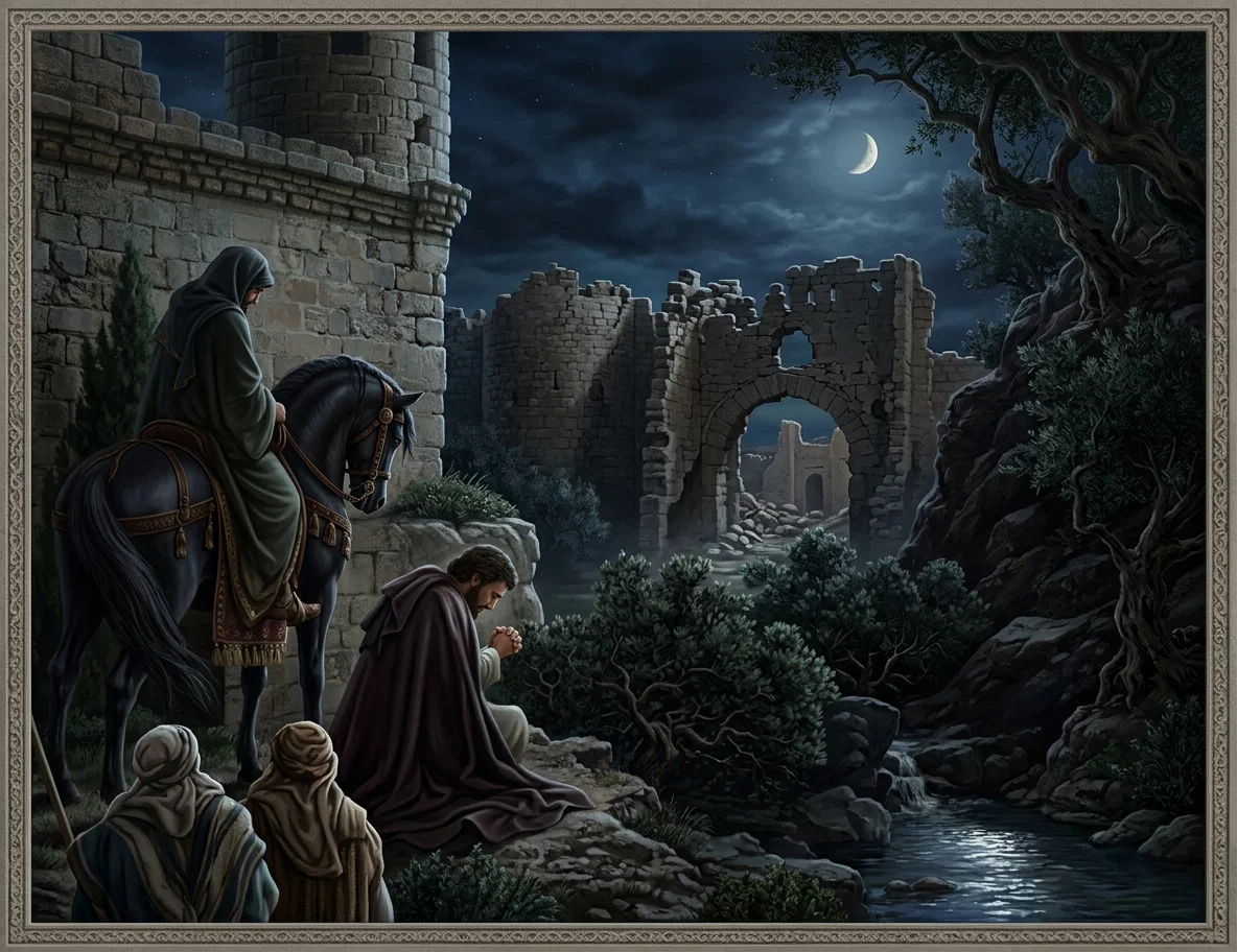 NEHEMIAH VIEWS THE RUINED WALLS OF JERUSALEM
NEH. 2:12-15