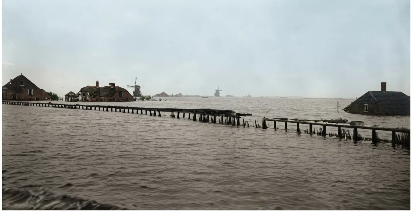 Still another Holland flood scene. There are towns with not one house standing.