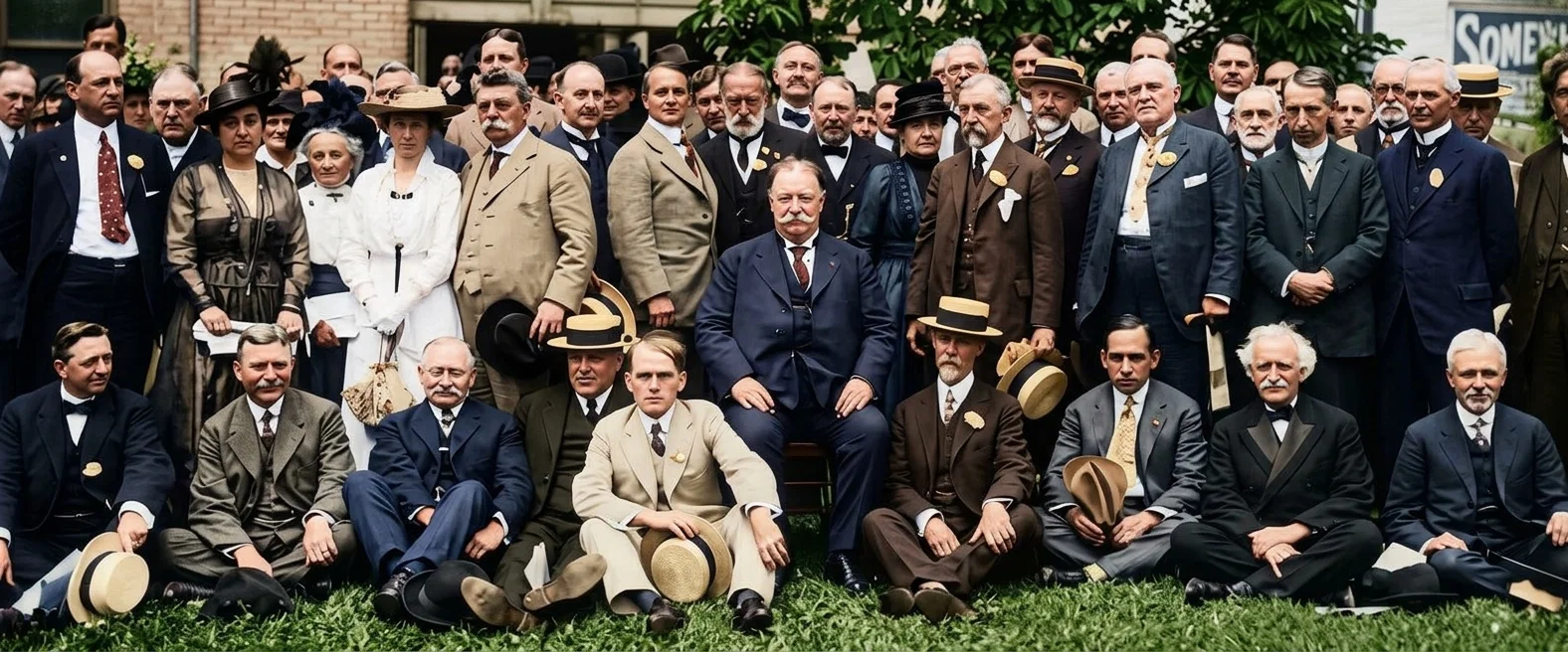 A FEW OF THE PROMINENT MEMBERS OF THE LEAGUE TO ENFORCE PEACE, GROUPED ABOUT FORMER PRESIDENT TAFT, WHO WAS RE-ELECTED PRESIDENT OF THE LEAGUE
