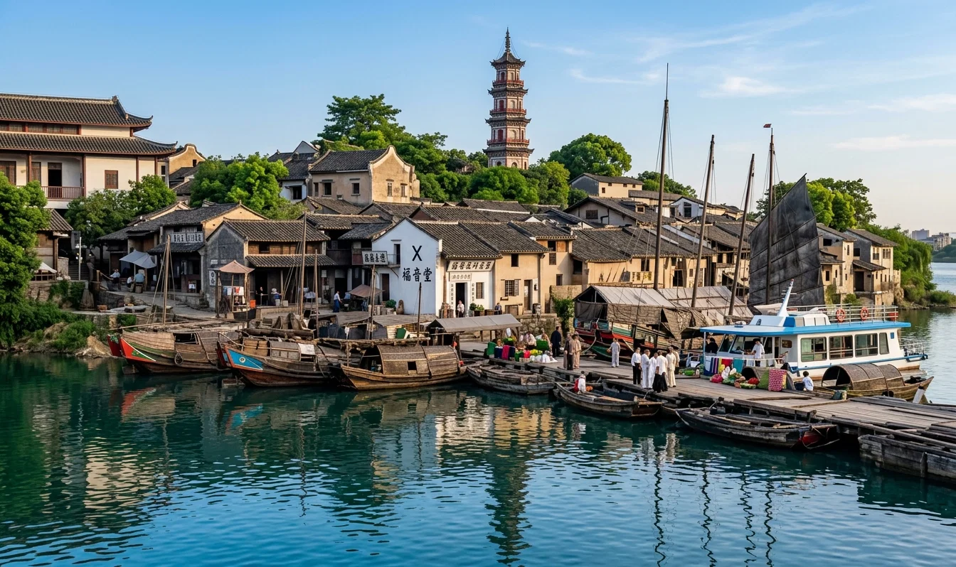 EAST GATE OF WUI CHOWFU, CHINA; MIDWAY BETWEEN HONGKONG AND SWATOW. THE X INDICATES THE HOUSE WHERE BROTHER J. P. ANDERSON LIVES AMONG THE HAKKLO PEOPLE