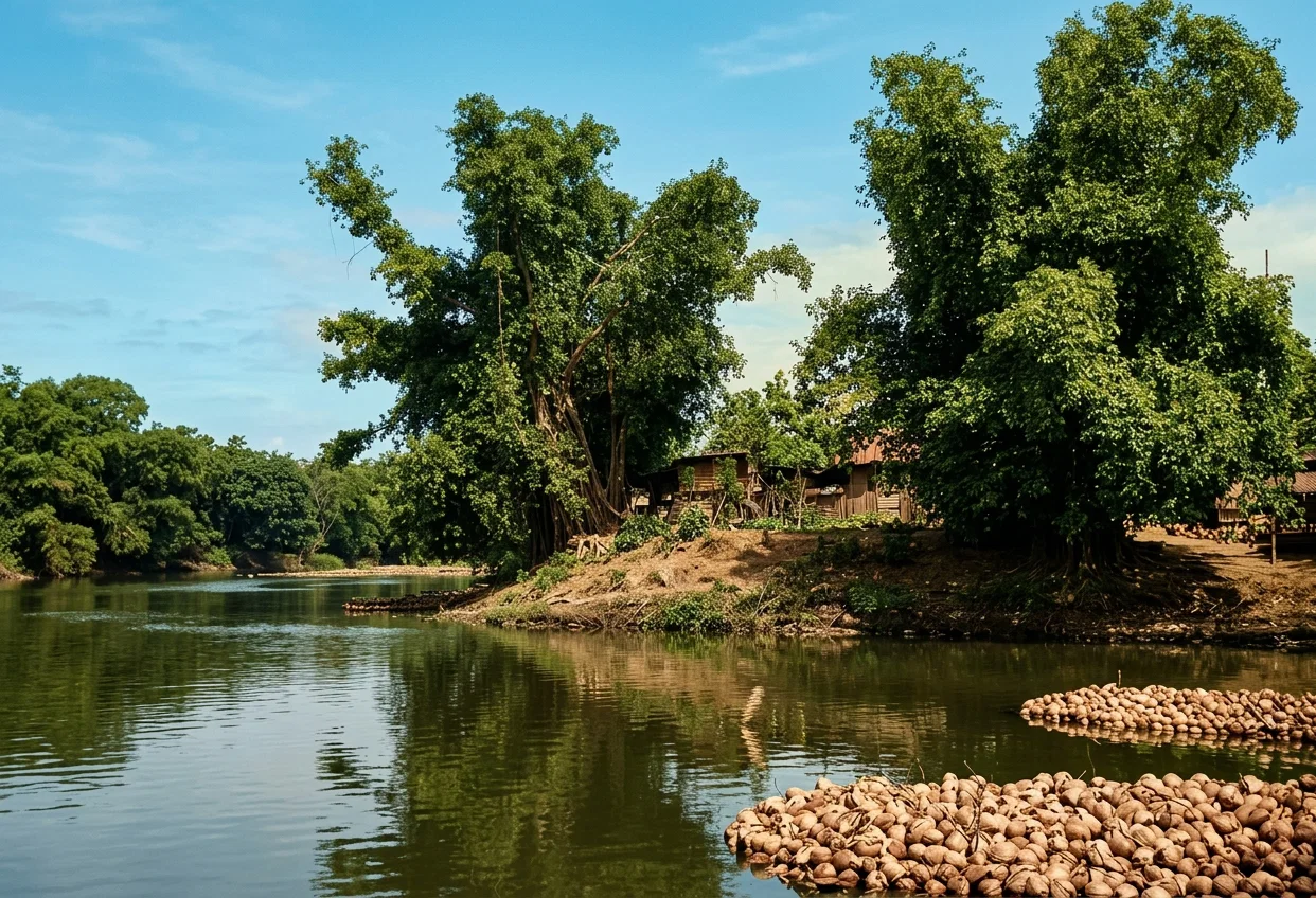 FLOATING COCOANUTS TO MARKET ON PASIG RIVER