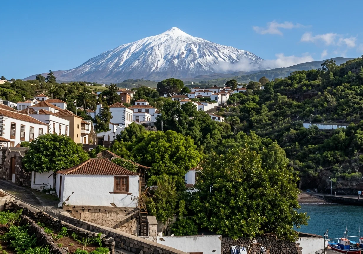 THE SNOW-CAPPED PEAK OF MOUNT TEYDE, CANARY ISLANDS