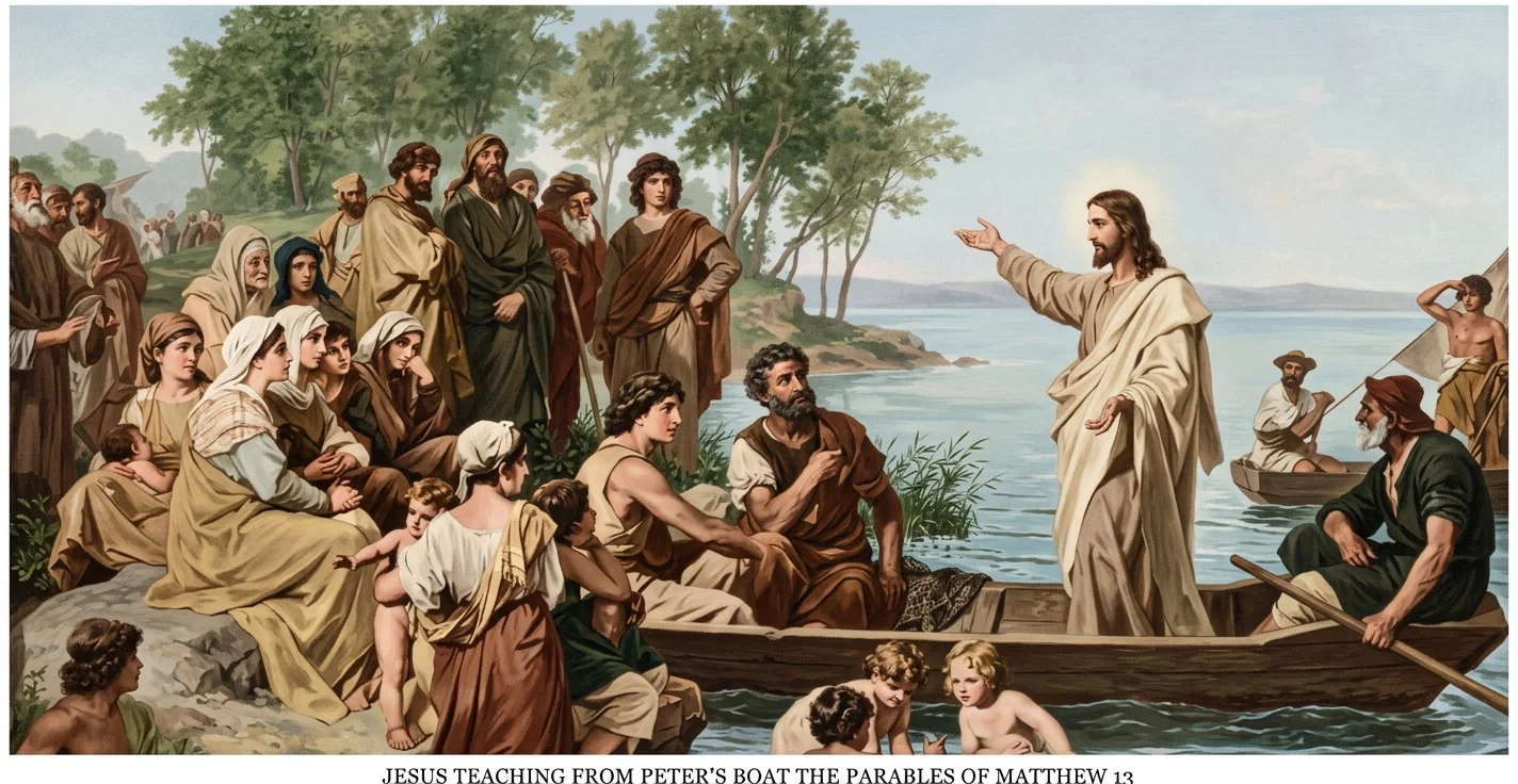 JESUS TEACHING FROM PETER'S BOAT THE PARABLES OF MATTHEW 13