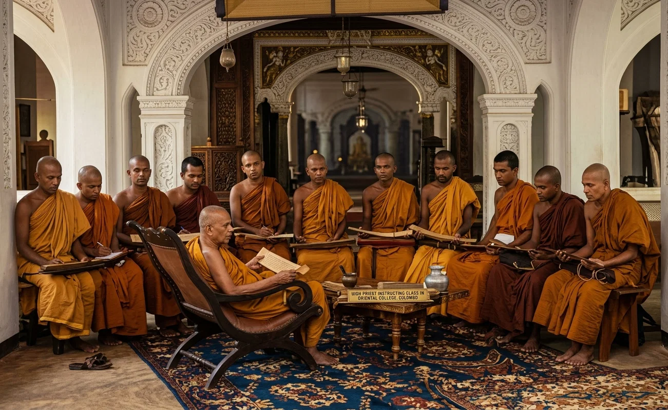 HIGH PRIEST INSTRUCTING CLASS IN ORIENTAL COLLEGE, COLOMBO