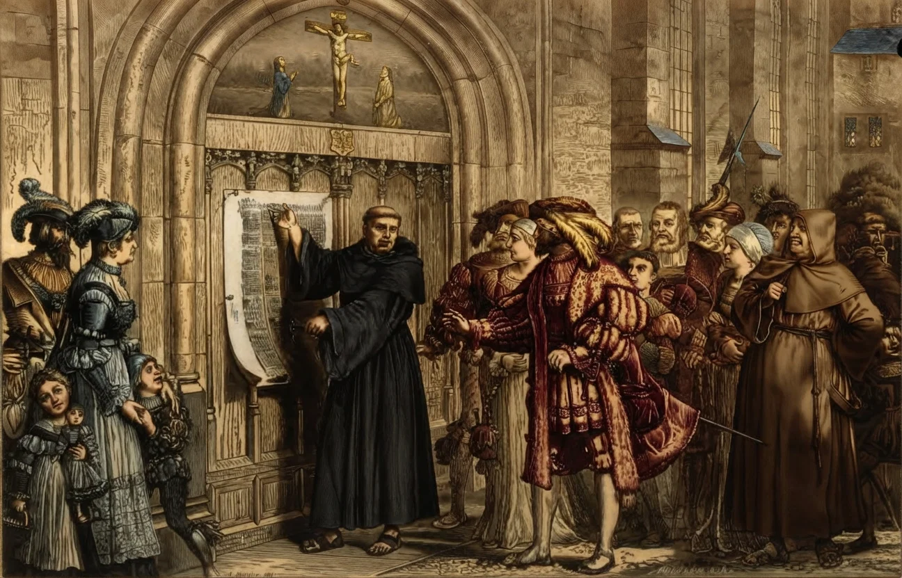 Luther Nailing Up His Famous Theses on the Door of Wittenberg Chapel.