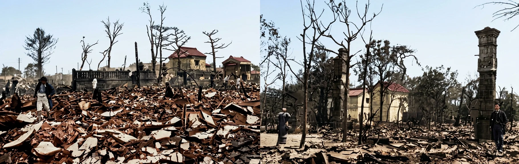A Scene of Complete Destruction after the Osaka Fire. After the Osaka Fire. The Scenes on this page recall San Francisco