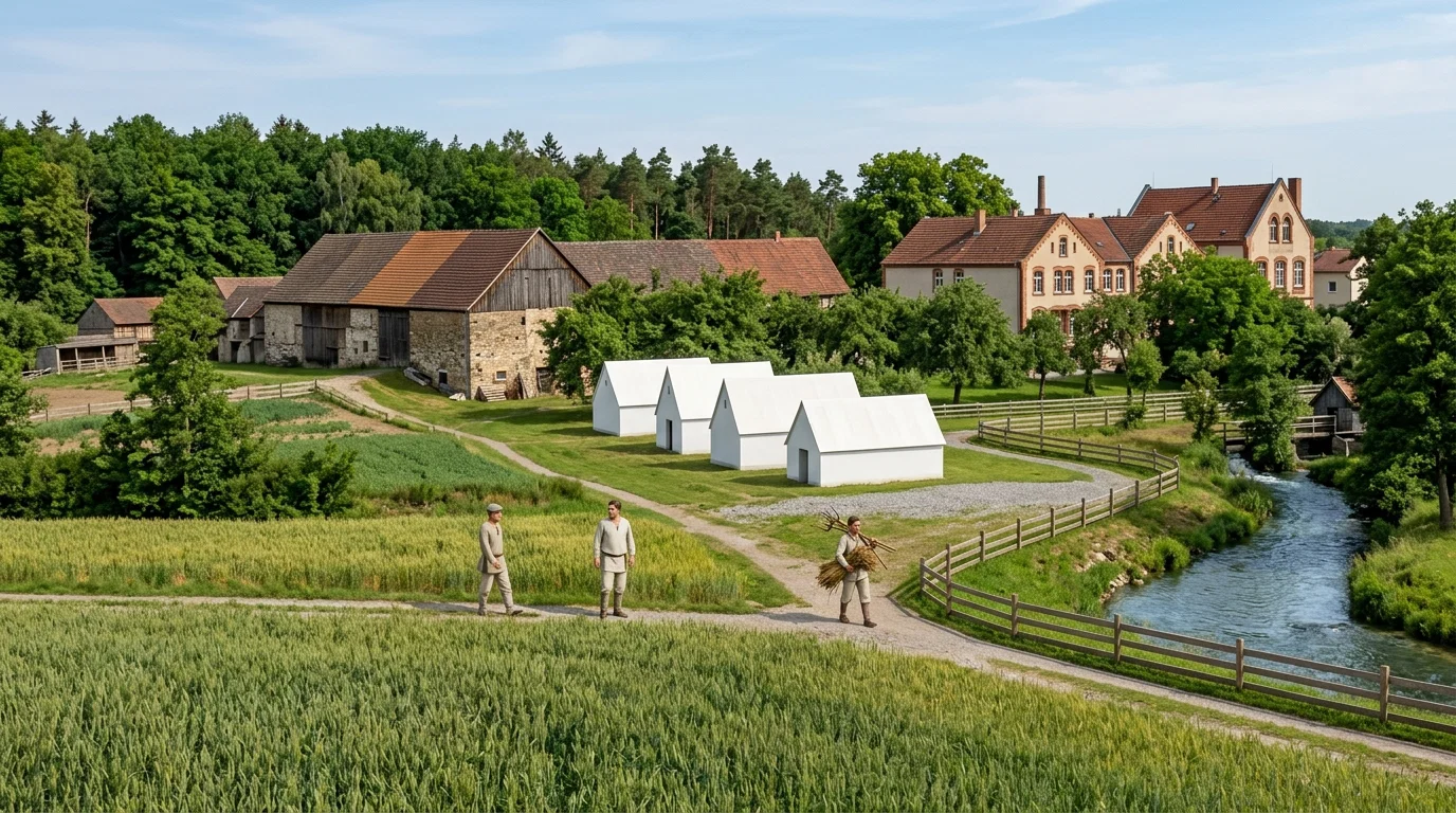 FARM BUILDINGS AND FOOD FACTORY AT FRIEDENSAU