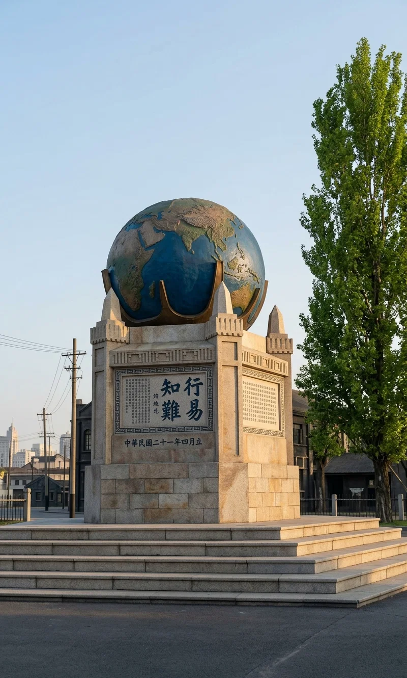 One of the beautiful monuments of the rising sun that are being erected in China. This one is located at Pukow, just across the Yangtze River from Nanking, the new capital of China.
