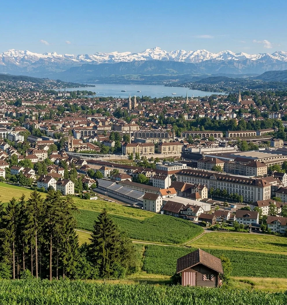 ZURICH: THE ALPS IN THE DISTANCE