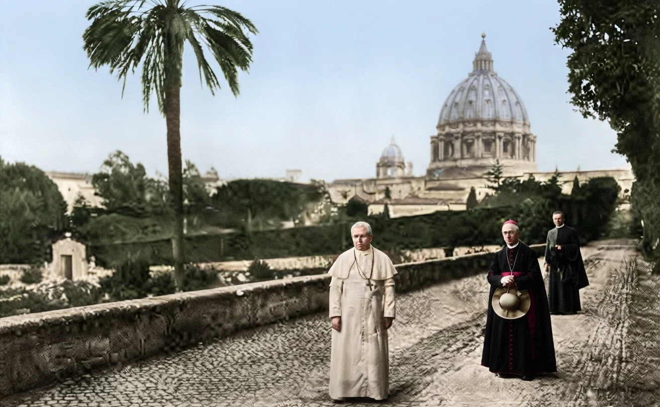 Pope Pius and Cardinal Merry del Val. There are serious problems troubling the Papacy just now, in Portugal, in France, in Spain, in Italy. See article on page 9, and notes elsewhere.