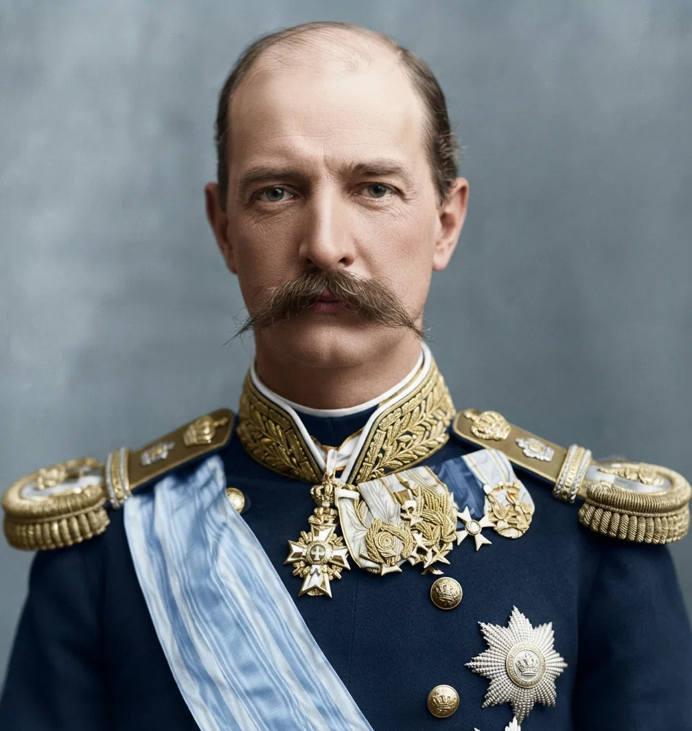 George I, king of Greece, son of Christian IX of Denmark, brother of King Haakon of Norway, and uncle to Czar Nicholas. Greece is but a faint shadow of her former greatness. The king is said to be preparing to leave.