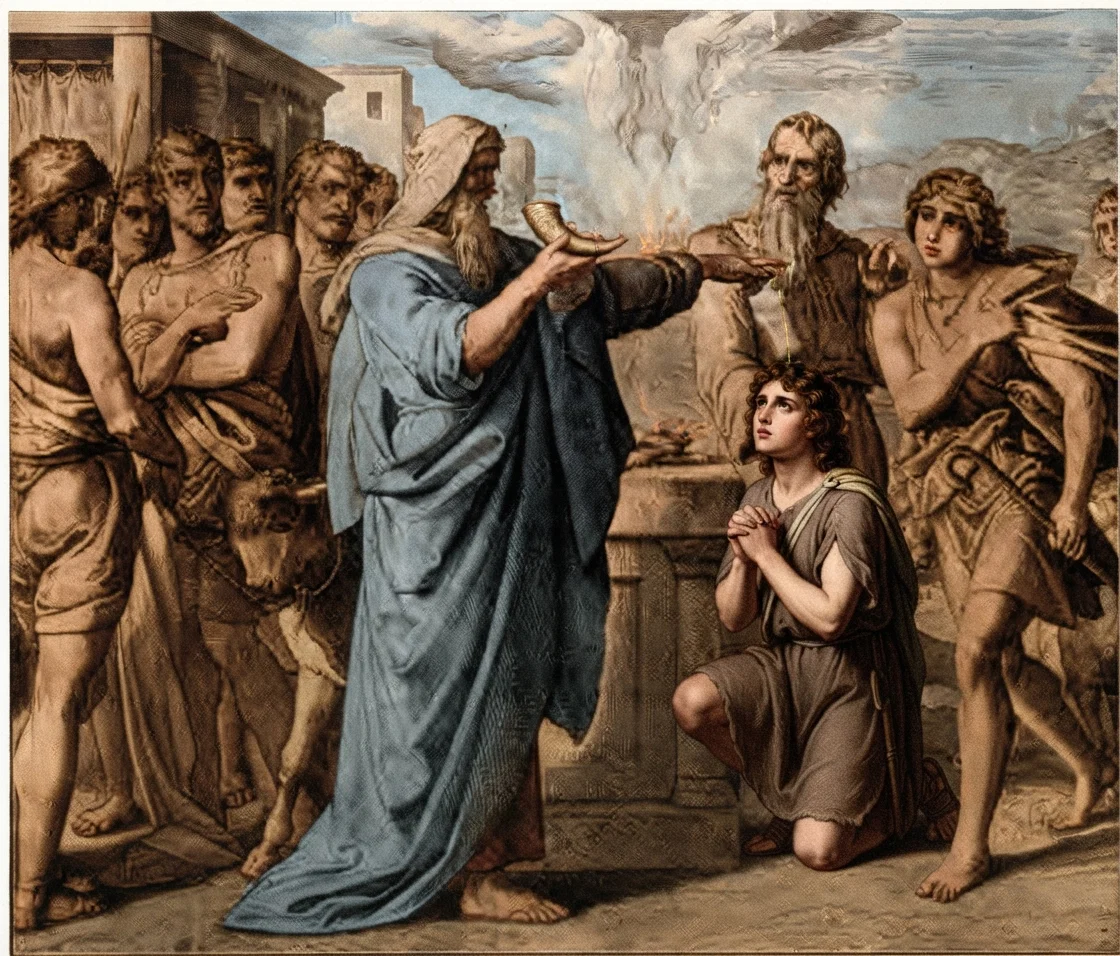 The Anointing of David, a Young Man after God's own Heart, to be King of Israel.
