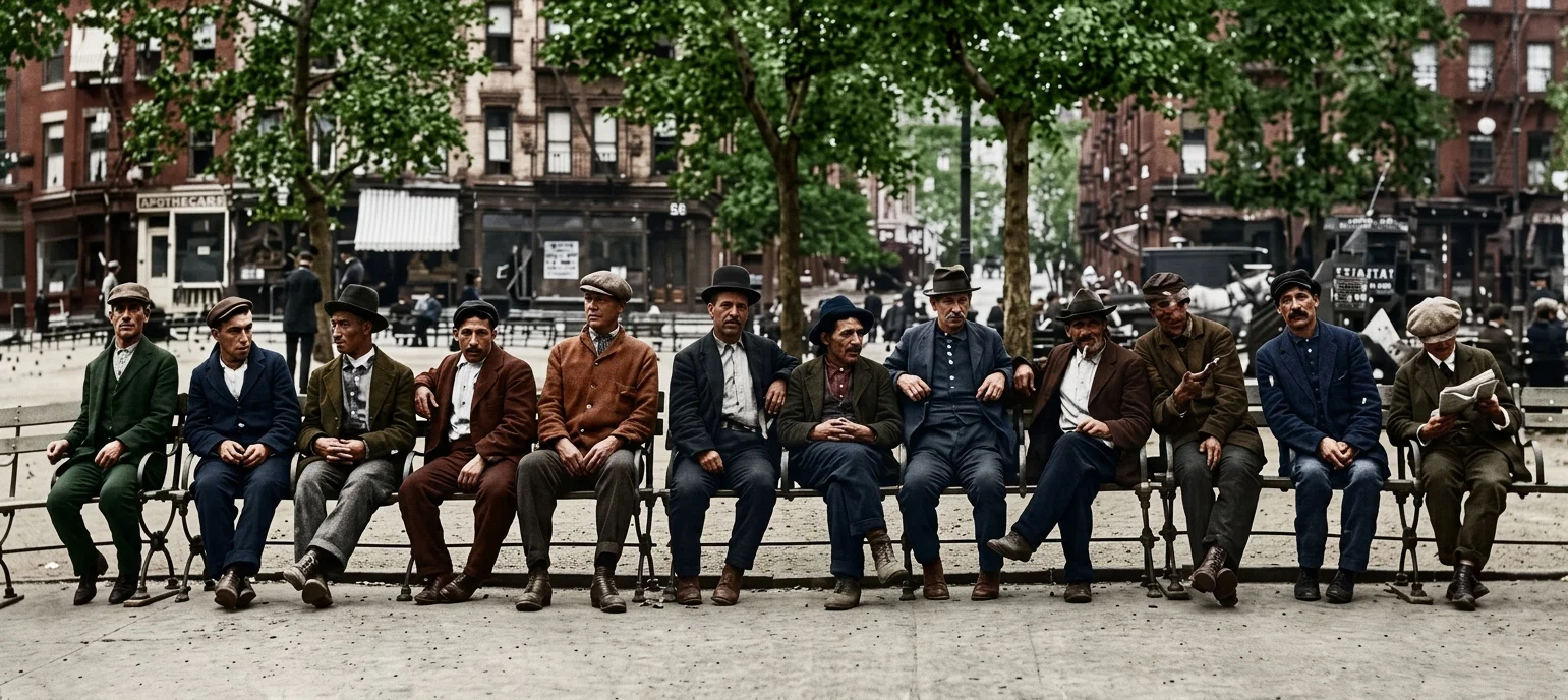 ON THE PARK BENCHES, NEW YORK CITY