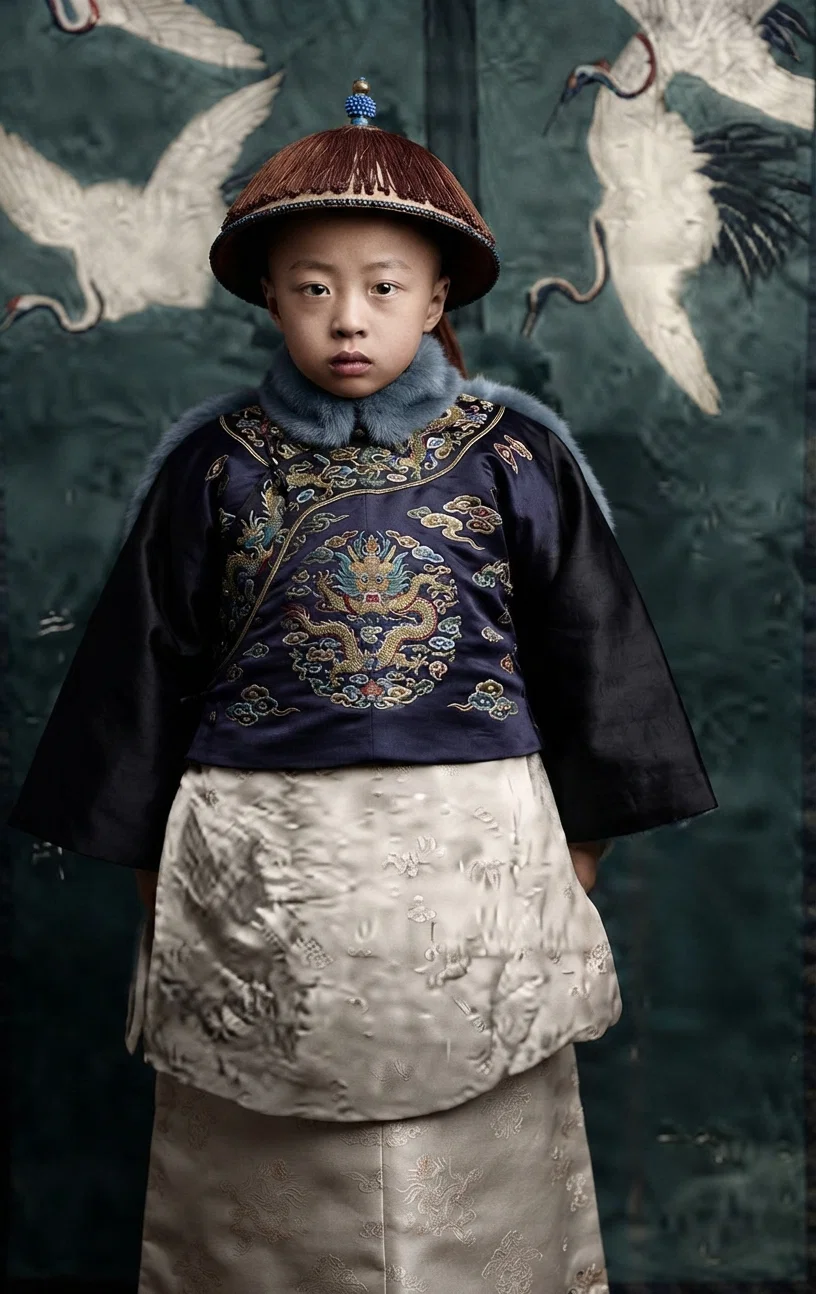 From the latest photograph of the five-year-old baby emperor, PU-YI, of China, whose dynasty seems irretrievably doomed