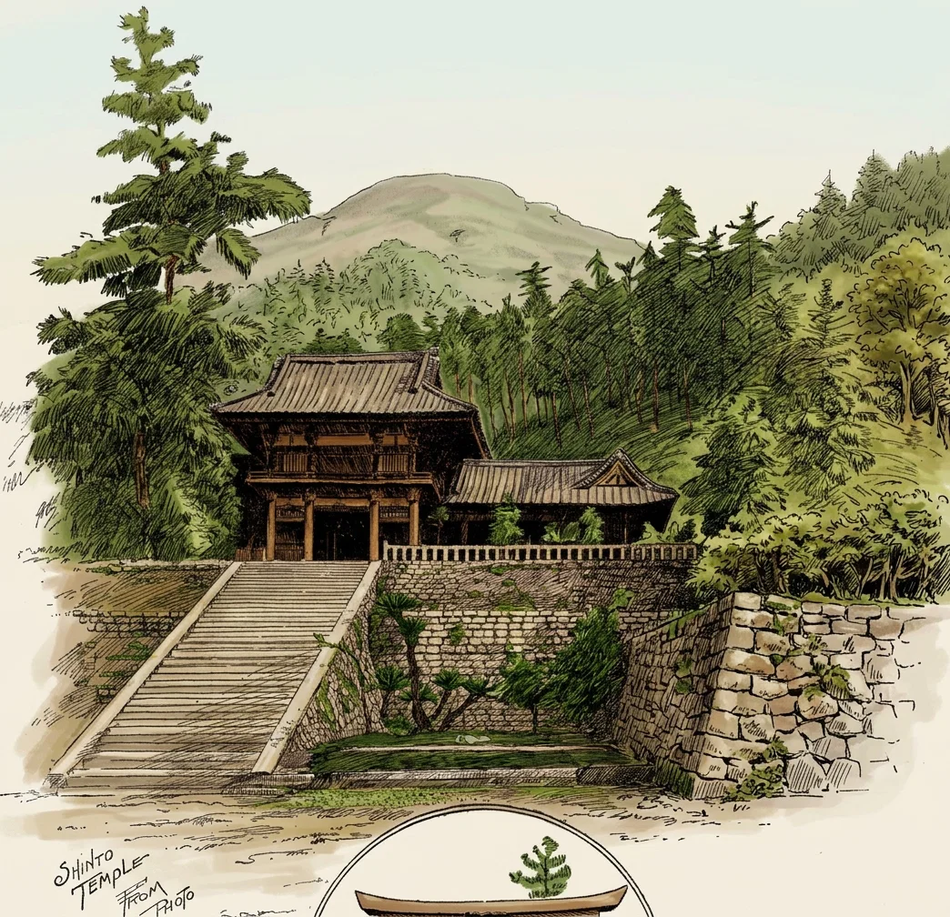 The picture directly above represents the entrance to a Buddhist temple. The structure